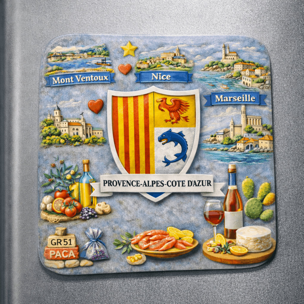 magnet provence alpes cote dazur sur refrigerateur paca 6x6 cm