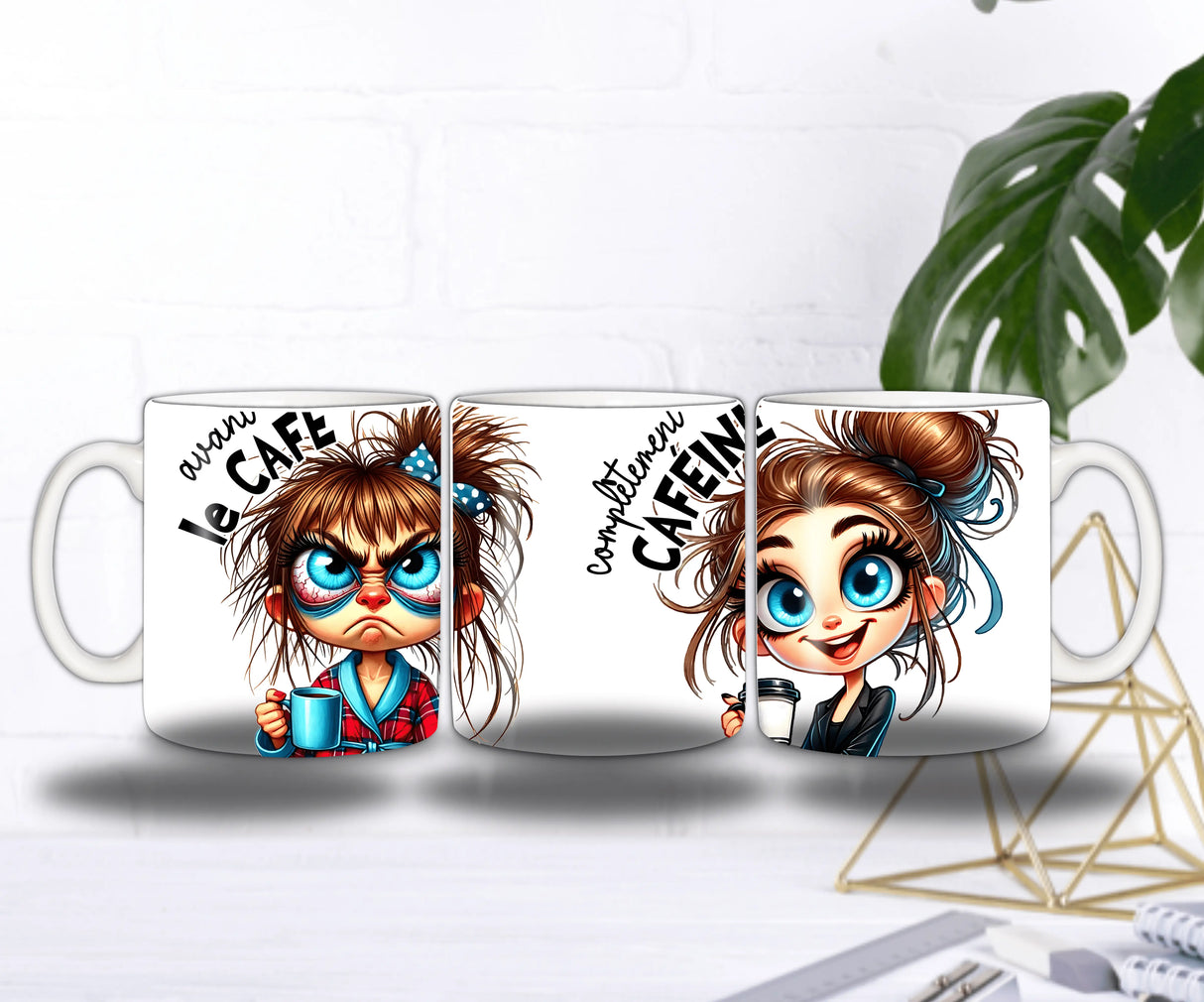 Mug “Avant / Après Café” – Jeune Fille – Recto/Verso Sublimation Store