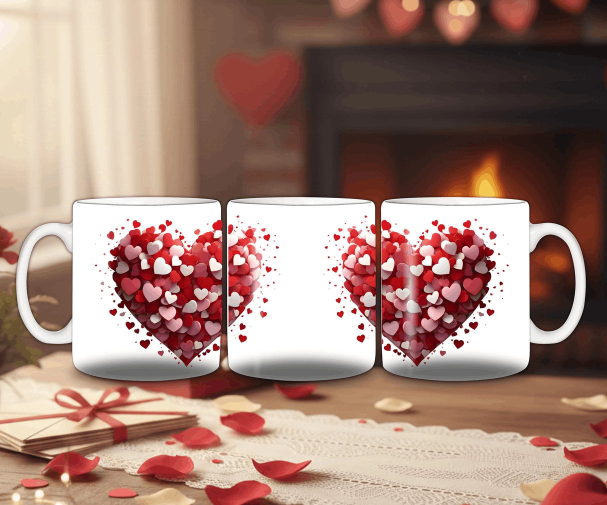Mug Saint-Valentin "Explosion de Cœurs" – Design 3D & Élégance Romantique Sublimation Store
