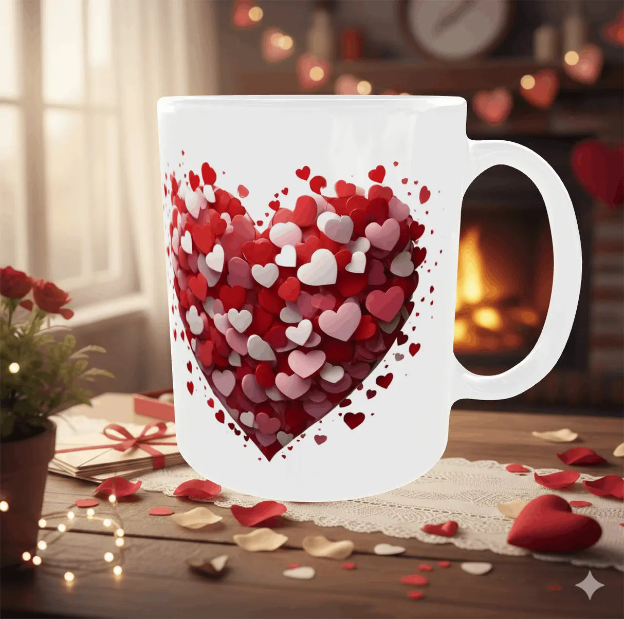 Mug Saint-Valentin "Explosion de Cœurs" – Design 3D & Élégance Romantique Sublimation Store