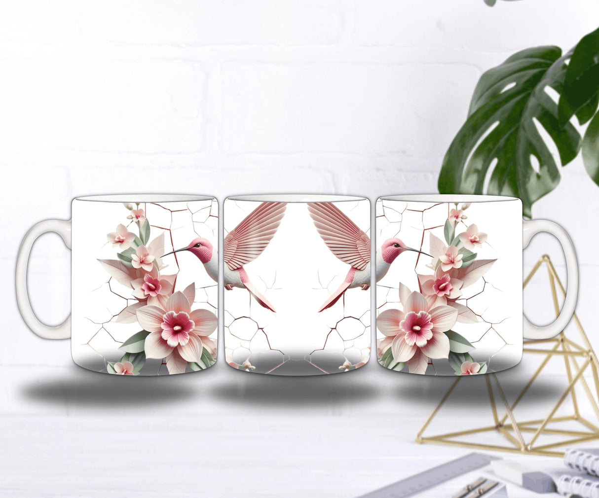 🌸 Mug Sublimation Colibri – Design Rose & Fleurs Raffinées Sublimation Store