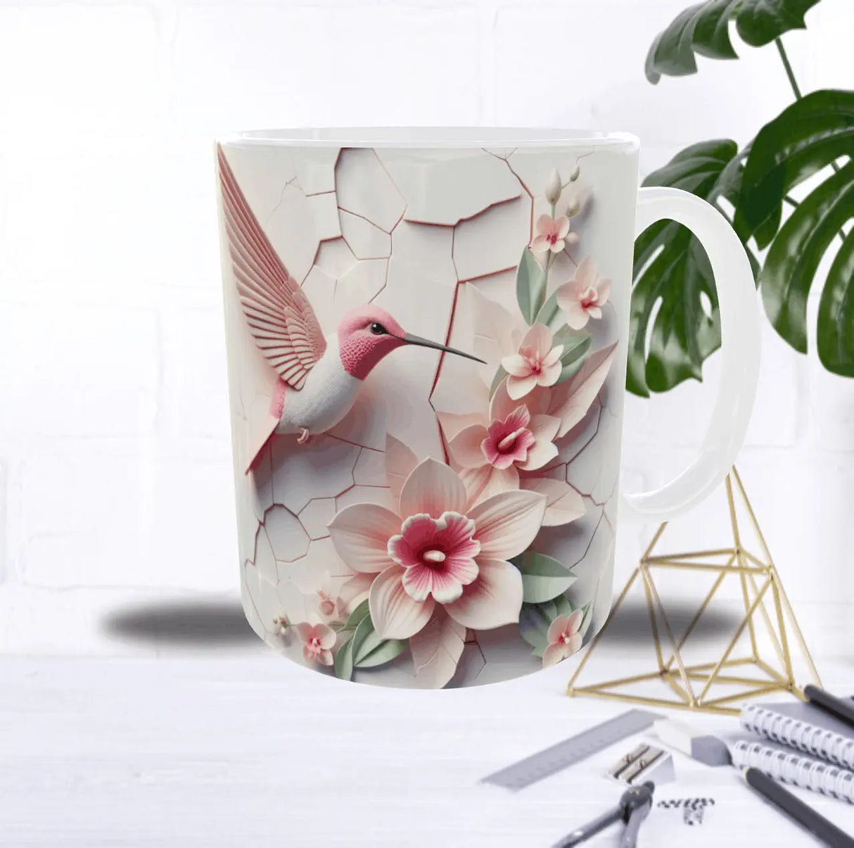 🌸 Mug Sublimation Colibri – Design Rose & Fleurs Raffinées Sublimation Store
