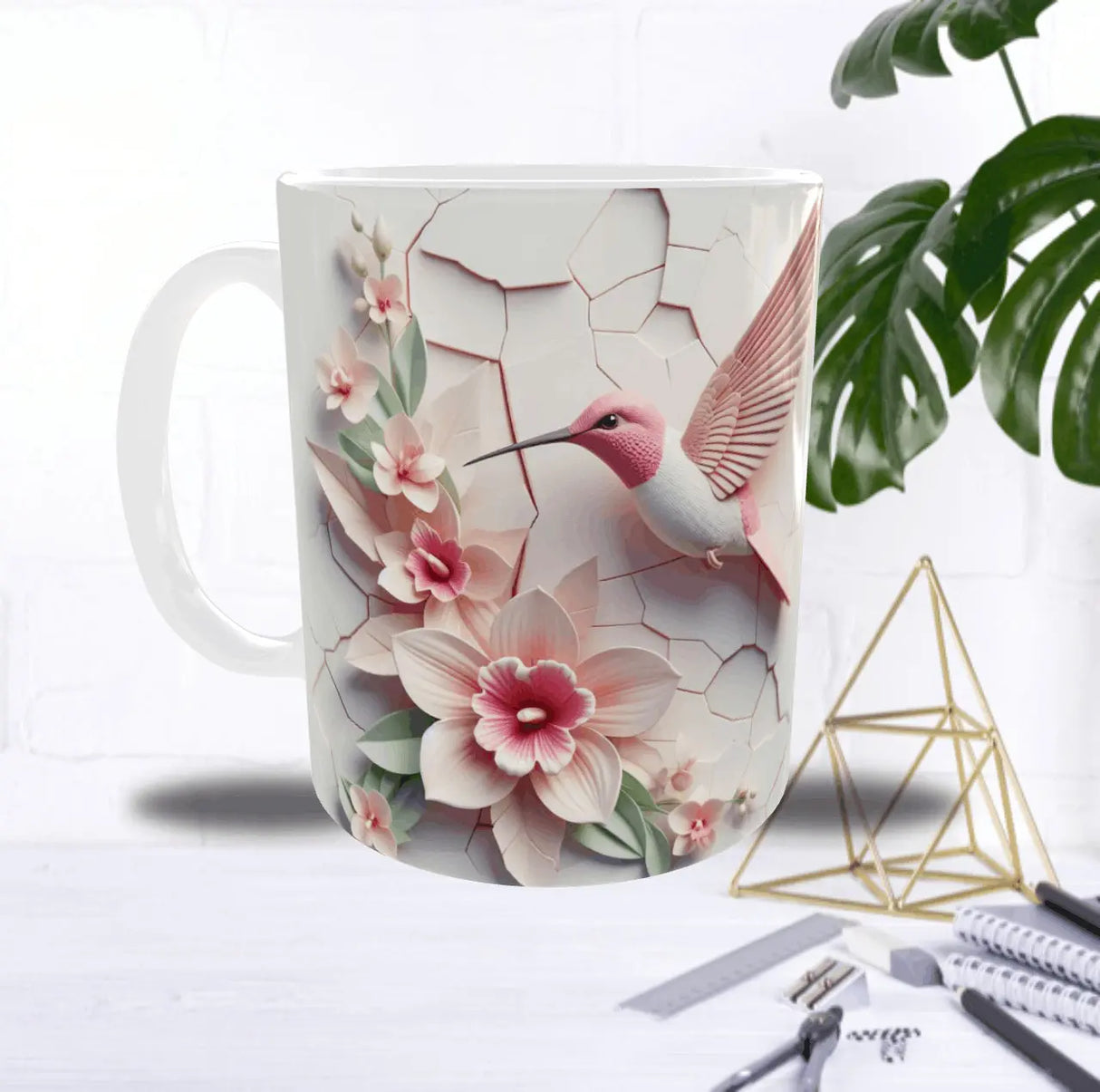 🌸 Mug Sublimation Colibri – Design Rose & Fleurs Raffinées Sublimation Store