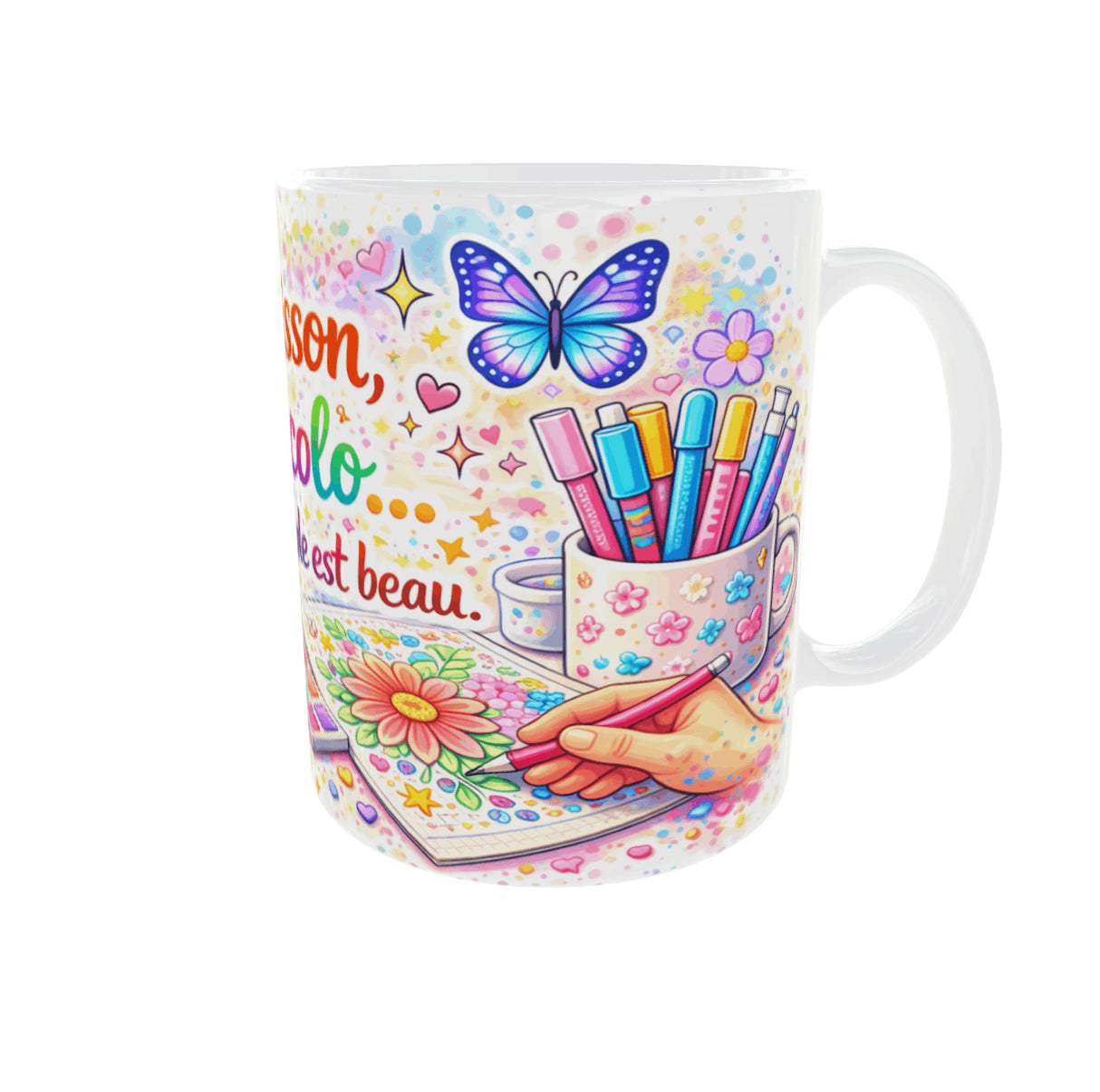 Mug coloriage ma boisson mon colo anse droite