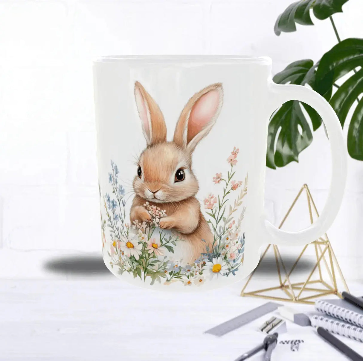 Mug Lapin Fleuri 11 oz – Tasse Printemps Illustration Aquarelle Sublimation Store