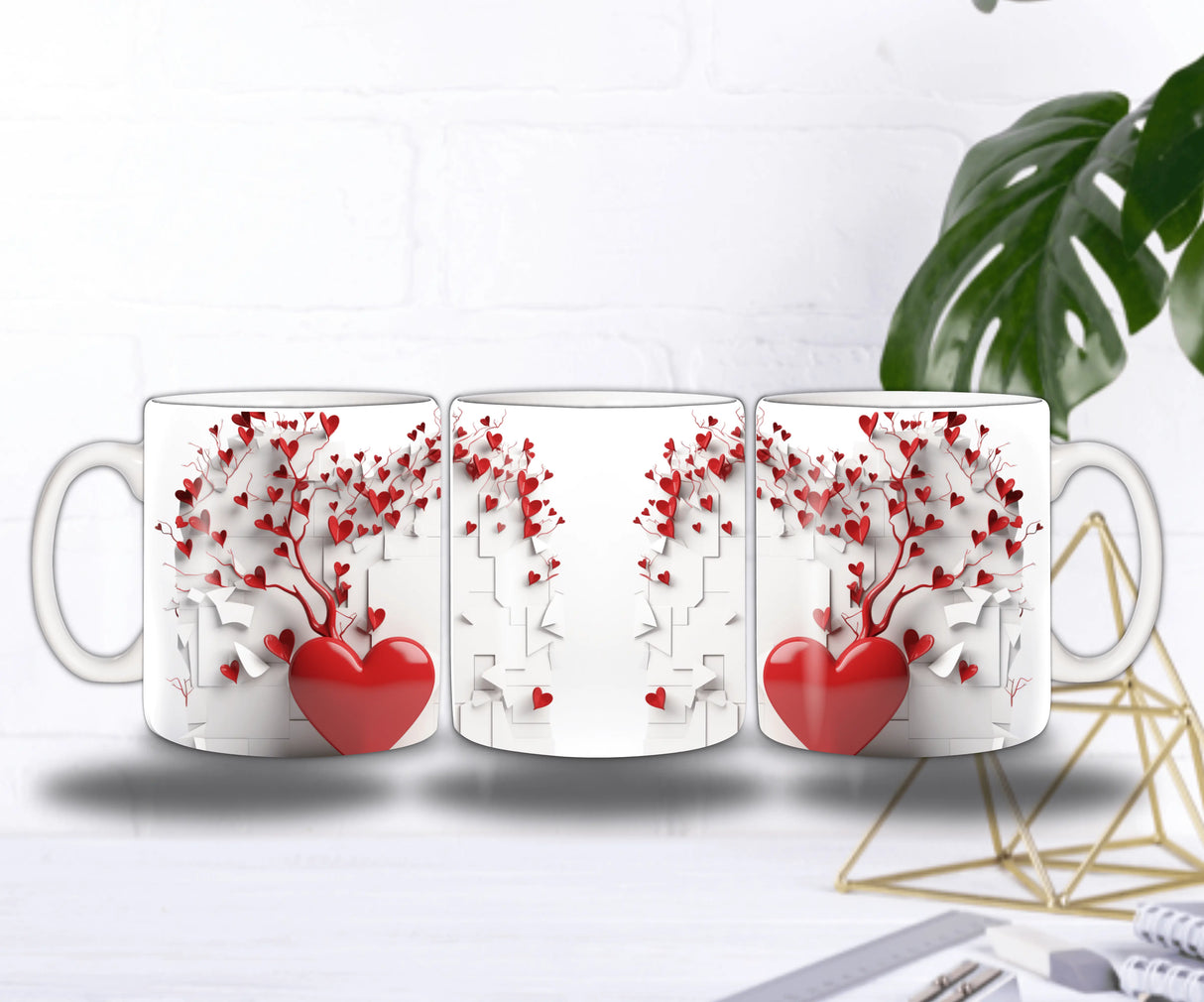 Mug Saint-Valentin “Arbre de Vie” – Cœurs Rouges 3D en Sublimation Sublimation Store