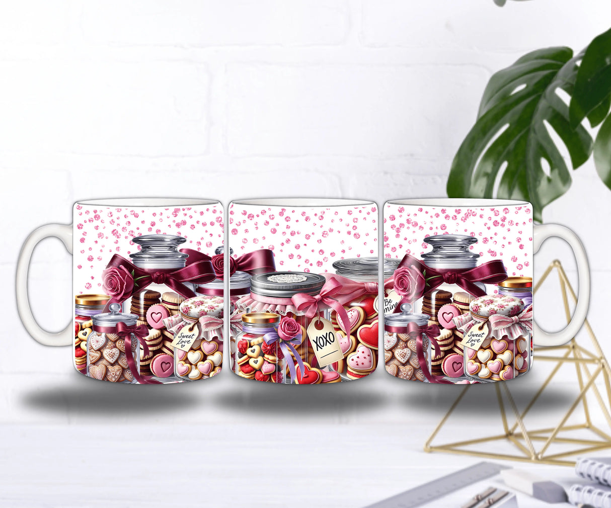 Mug Saint-Valentin – Bonbonnières Remplies d’Amour & Biscuits Cœurs Sublimation Store