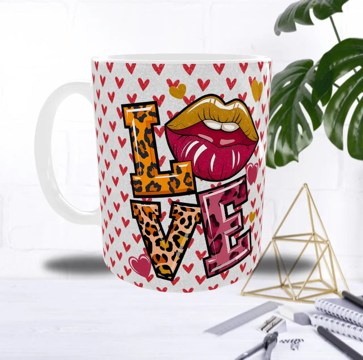 Mug Saint-Valentin LOVE – Bouche Glamour & Motif Léopard (Sublimation) Sublimation Store