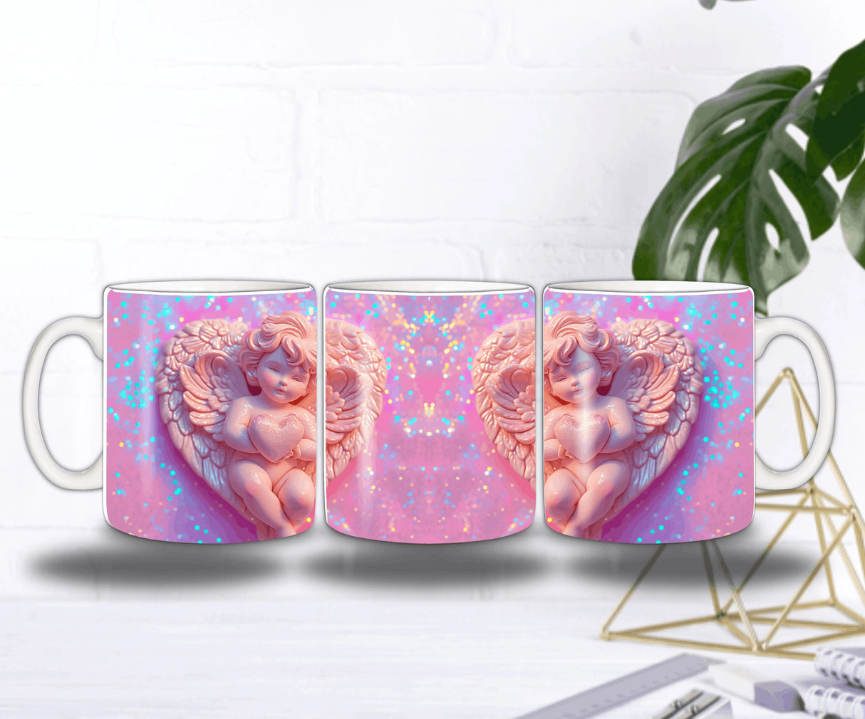 Mug Scintillant "Petit Ange d'Amour" – Design Féerique & Brillant Sublimation Store