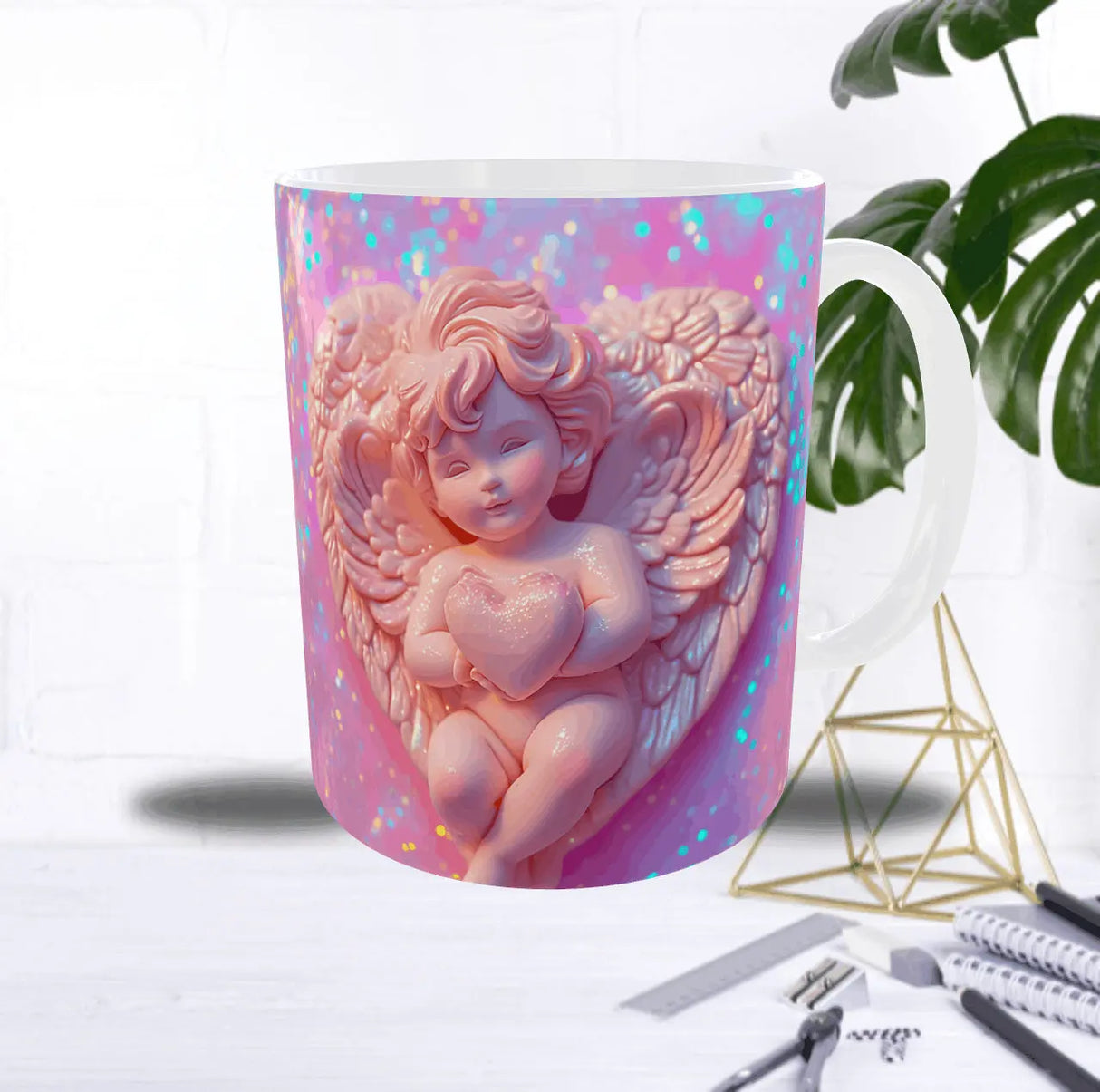 Mug Scintillant "Petit Ange d'Amour" – Design Féerique & Brillant Sublimation Store