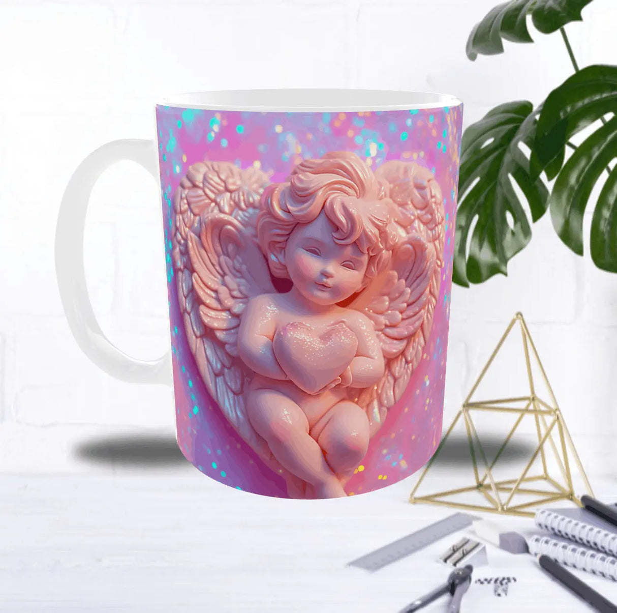 Mug Scintillant "Petit Ange d'Amour" – Design Féerique & Brillant Sublimation Store