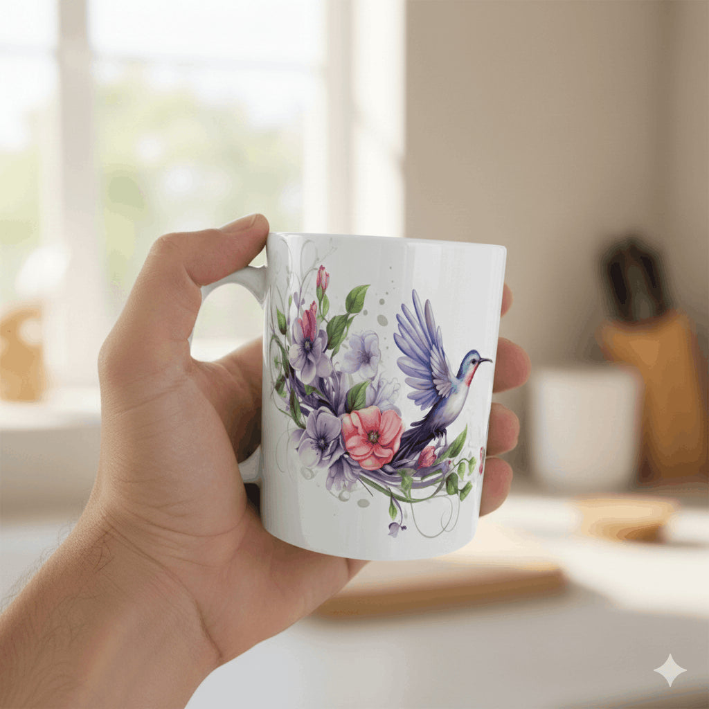 Mug colibris et fleurs délicates – 11 oz / 325 ml Sublimation Store