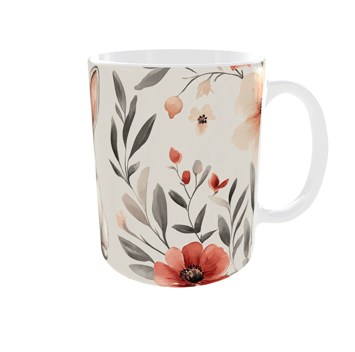 Mug lapin aquarelle fleurs bohèmes – 11 oz / 325 ml Sublimation Store