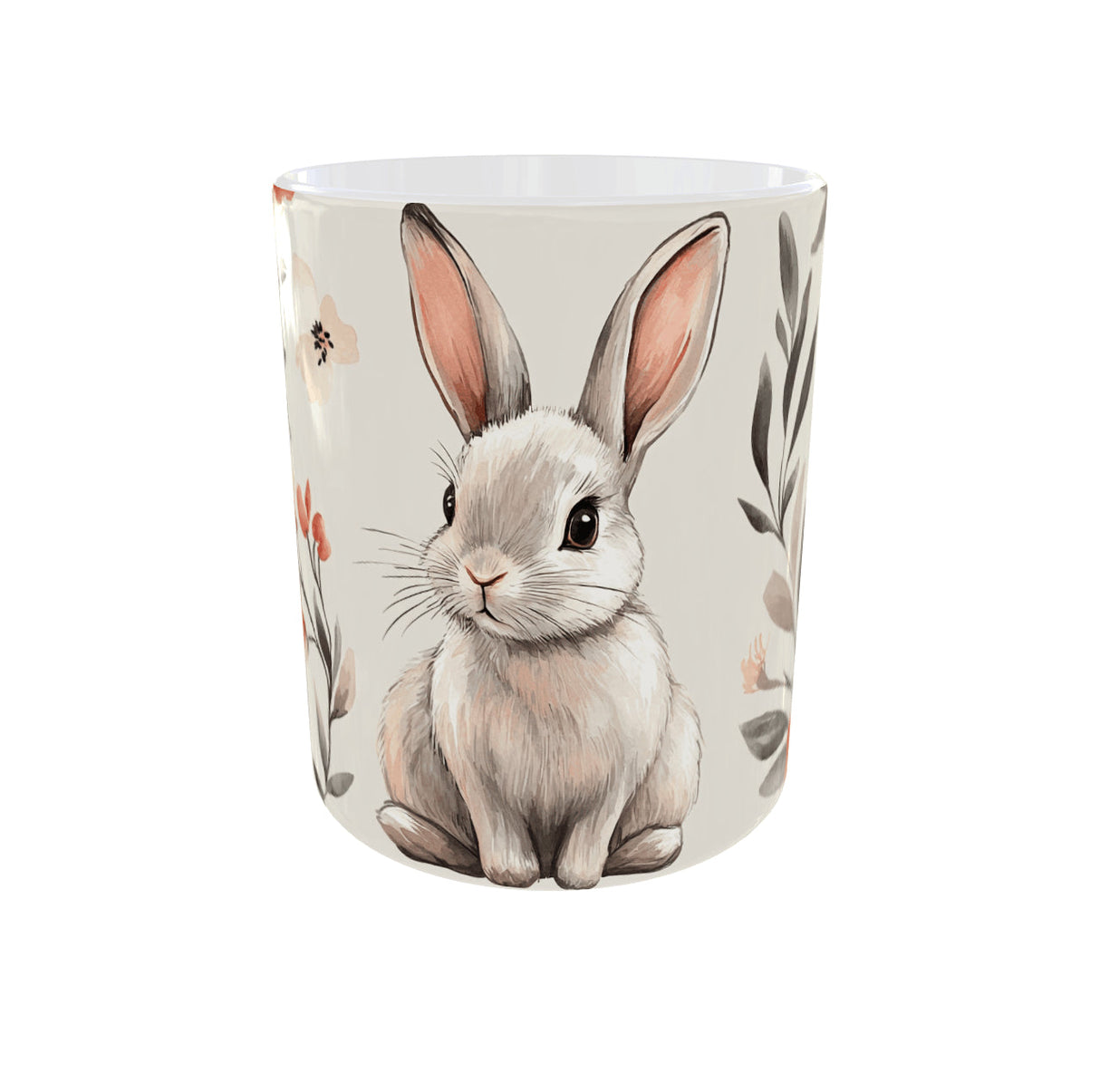 Mug lapin aquarelle fleurs bohèmes – 325 ml (11 oz) Sublimation Store