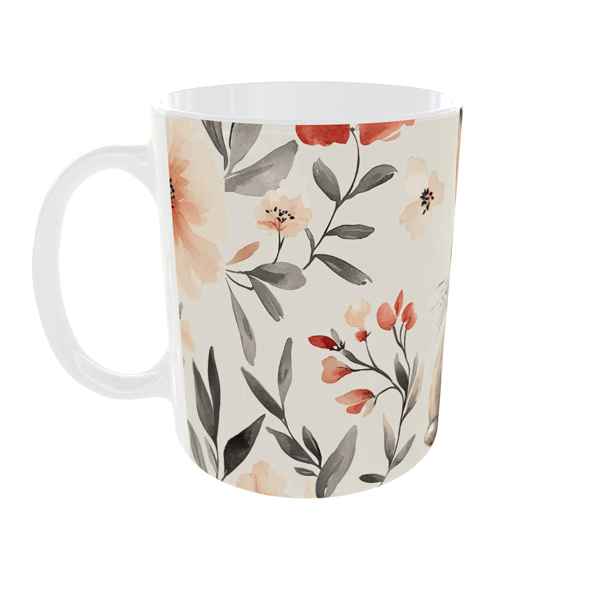 Mug lapin aquarelle fleurs bohèmes – 11 oz / 325 ml Sublimation Store