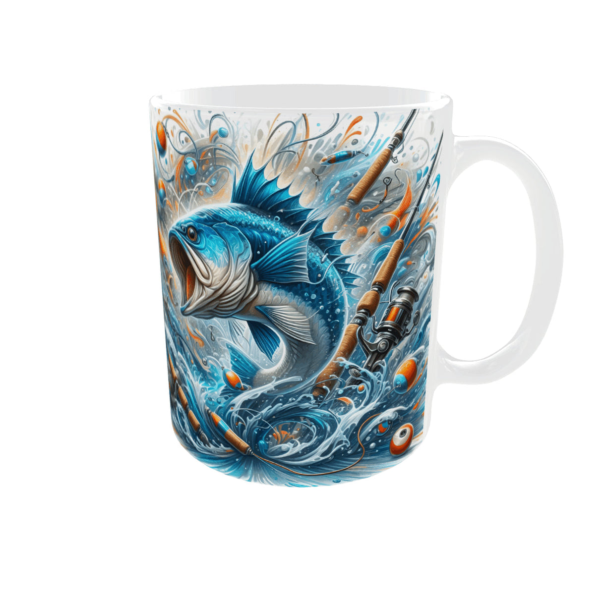 Mug pêche illustration poisson bleu dynamique 11 oz (325 ml) Sublimation Store