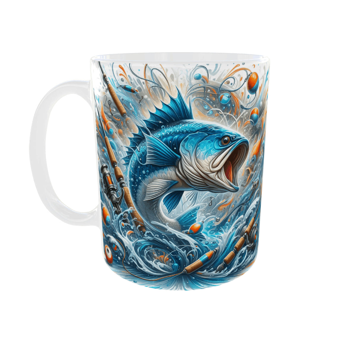 Mug pêche illustration poisson bleu dynamique 11 oz (325 ml) Sublimation Store