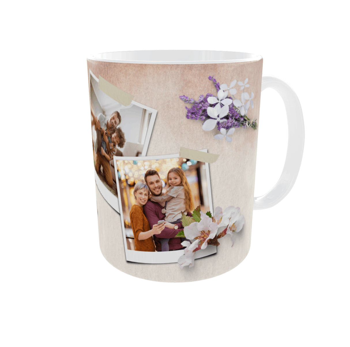 Mug personnalisé “Moments de famille” – 3 photos + date (325 ml / 11 oz) Sublimation Store