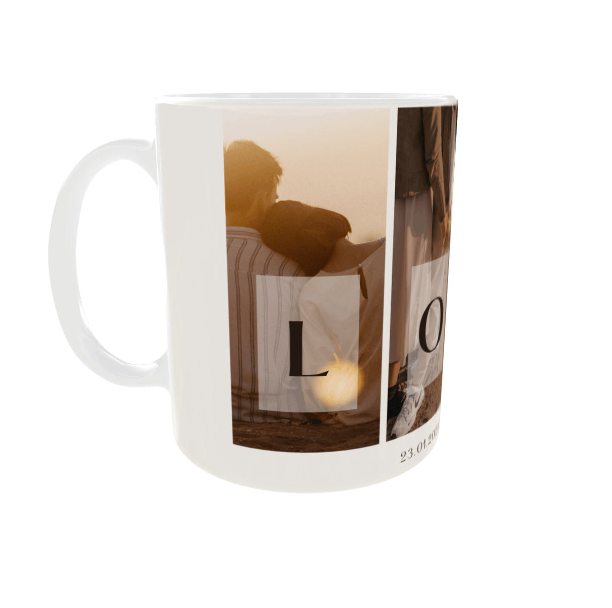 Mug personnalisé 4 photos LOVE – Date et prénoms (11 oz / 325 ml) Sublimation Store