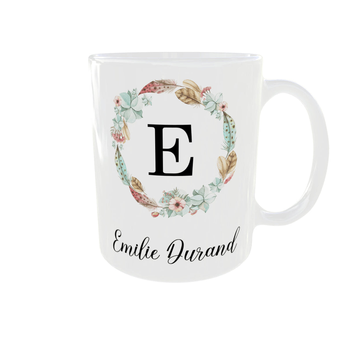 Mug personnalisé initiale prénom floral – 11 oz / 325 ml Sublimation Store