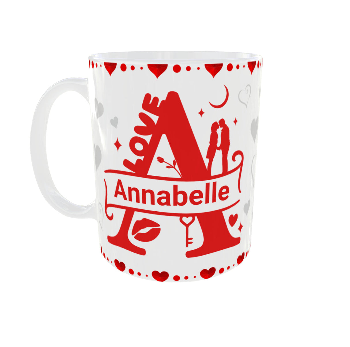 Mug personnalisé Saint-Valentin – Initiales stylisées + prénom + photo (11 oz / 325 ml) Sublimation Store