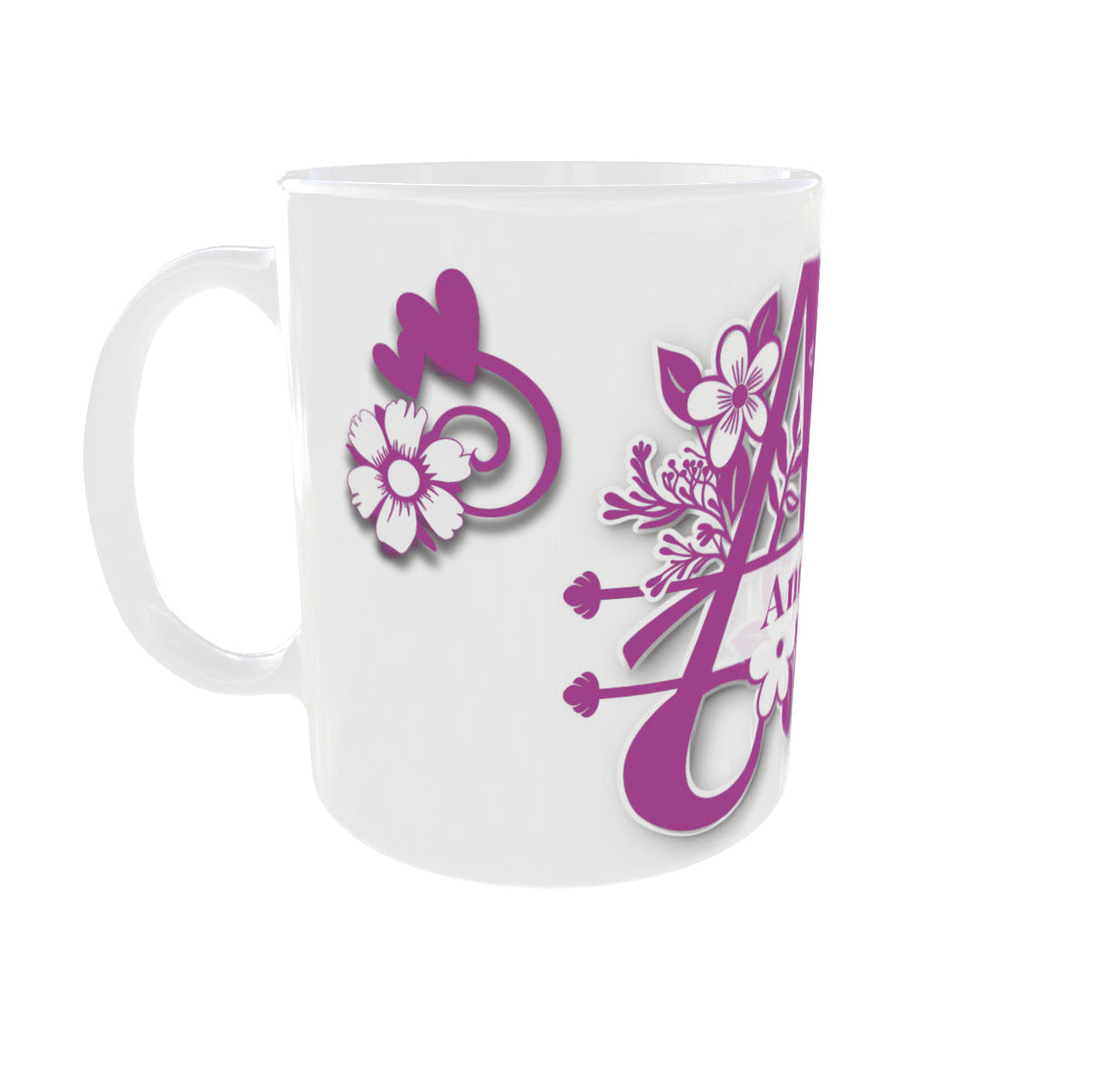 Mug personnalisé initiale prénom floral – 11 oz / 325 ml Sublimation Store