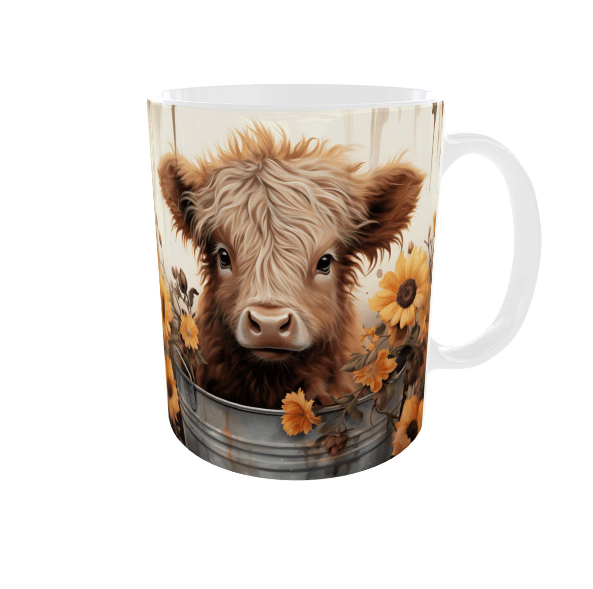 Mug vache Highland et tournesols – 11 oz / 325 ml Sublimation Store