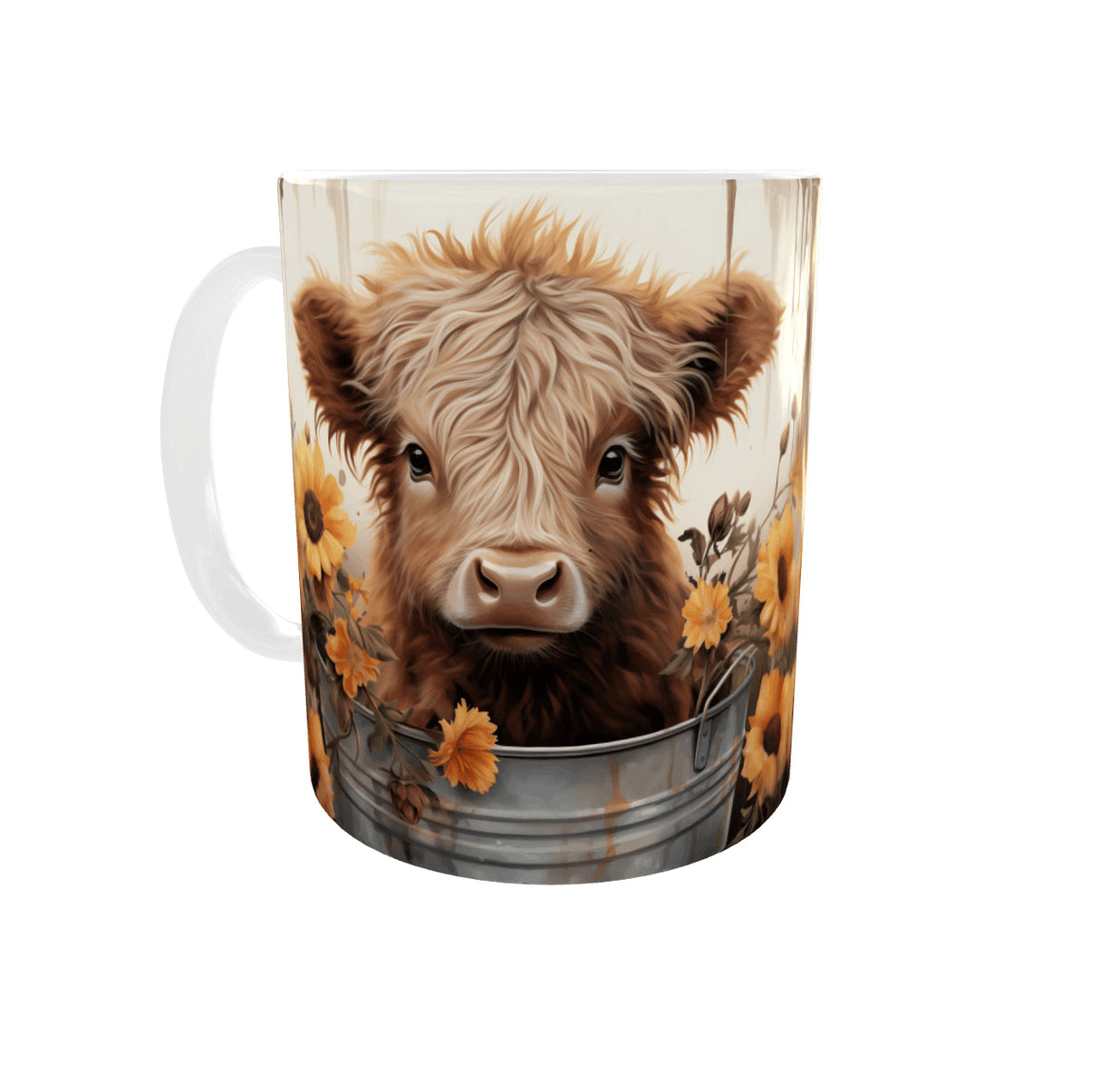 Mug vache Highland et tournesols – 11 oz / 325 ml Sublimation Store