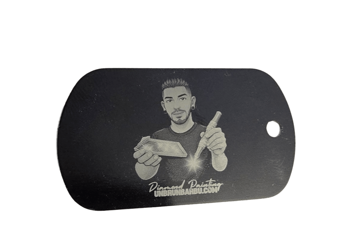 Porte-clés gravé avec photo personnalisée sur médaille noire