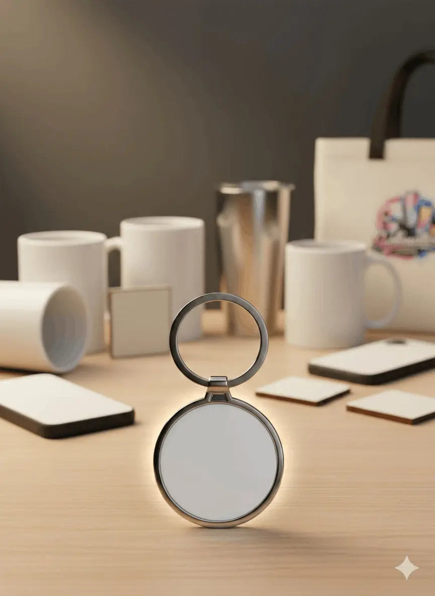 Porte-clés Rond Personnalisé – Métal Argenté – Photo à importer (Ø 4 cm) Sublimation Store