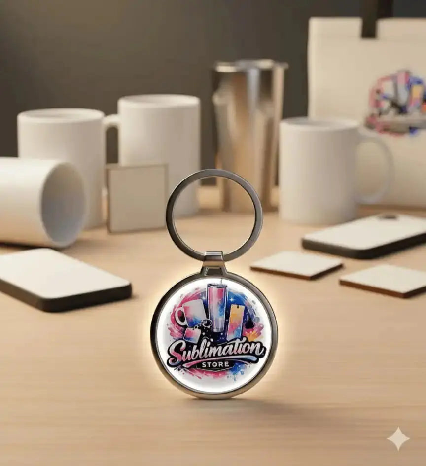 Porte-clés Rond Personnalisé – Métal Argenté – Photo à importer (Ø 4 cm) Sublimation Store