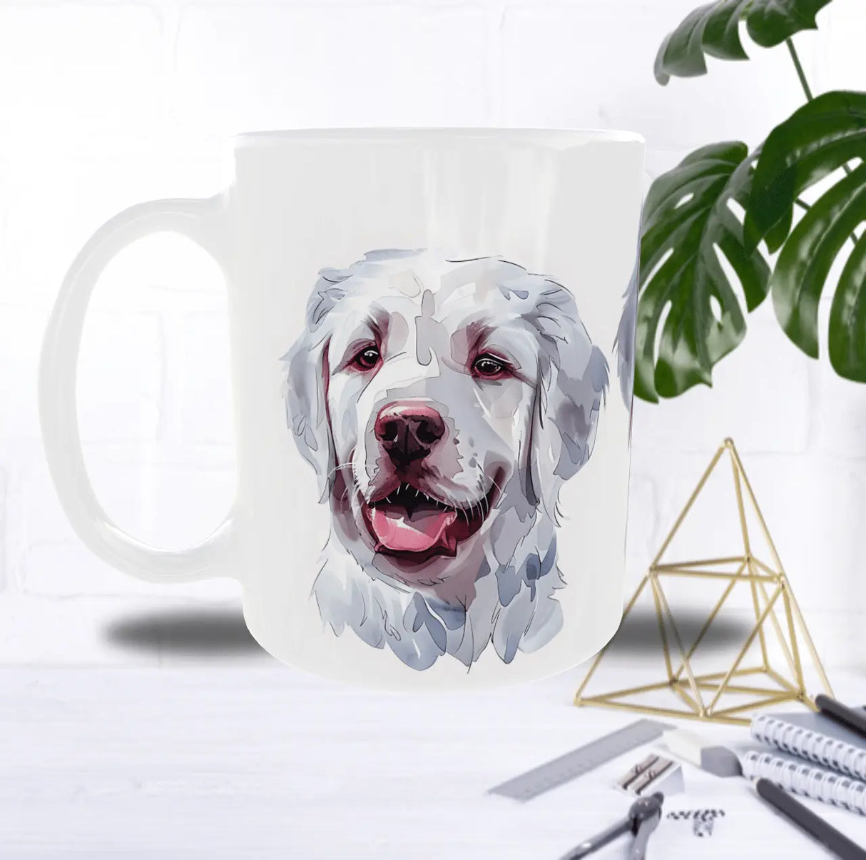 Mug “Sourire de Berger Hongrois” – Portrait Artistique façon Aquarelle (Sublimation) Sublimation Store