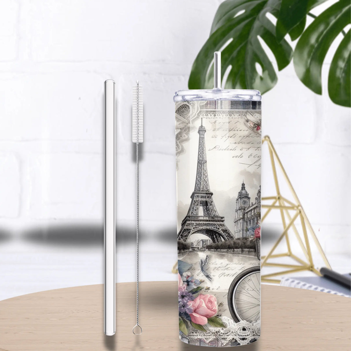 Tumbler Paris Romantique – Tour Eiffel, Vélo & Roses Vintage Sublimation Store