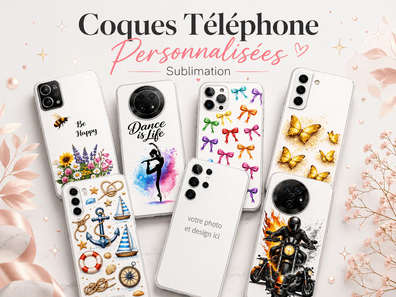 collection coques téléphone personnalisées sublimation designs originaux toutes marques