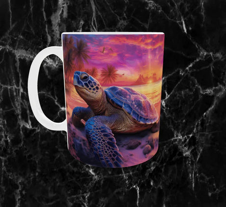 🐢 Mug “Tortue du Soleil” – Voyage au Cœur du Paradis 🌺