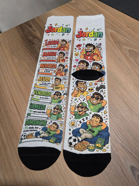 Chaussettes personnalisées "Humeur de la Semaine" Homme – prénom sur mesure Sublimation Store