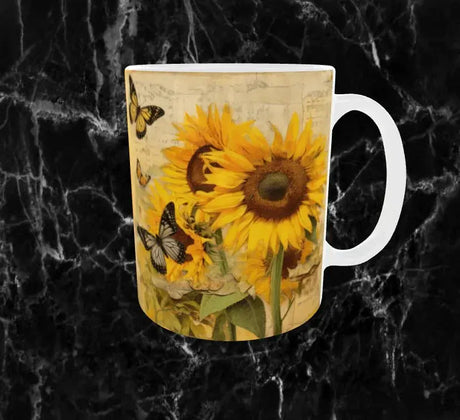 🌻 Mug “Tournesols & Papillons” – Douceur Vintage et Soleil d’Été ☕ Sublimation Store