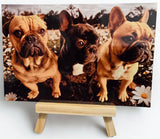 Plaque Aluminium Sublimation 10x15 cm – Rendu Brillant Pailleté + Chevalet en Bois (Personnalisable)