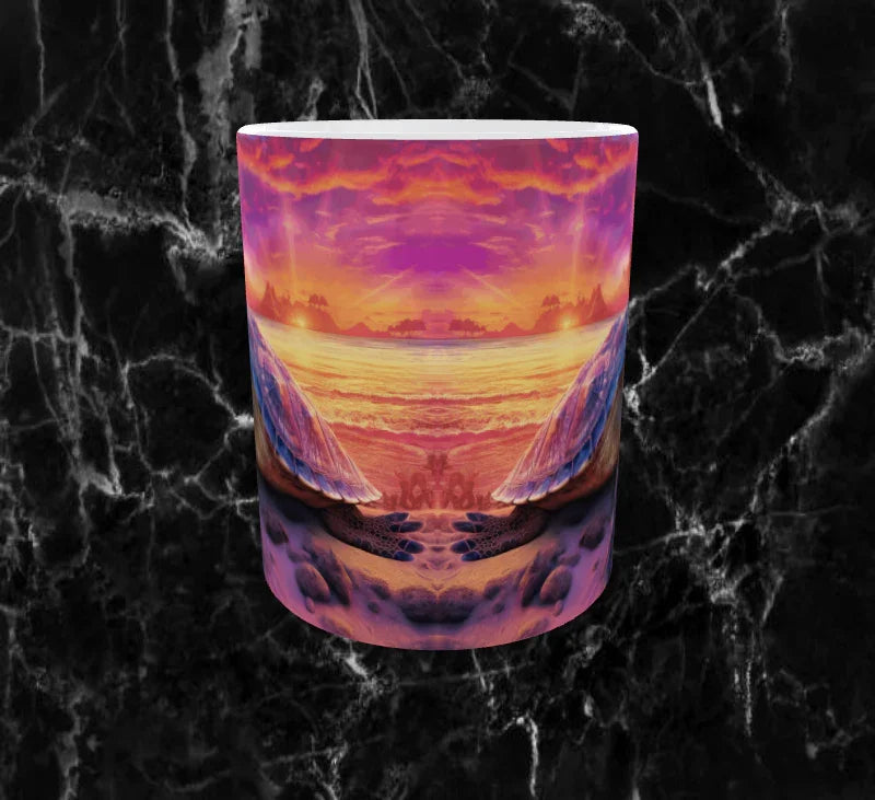 🐢 Mug “Tortue du Soleil” – Voyage au Cœur du Paradis 🌺