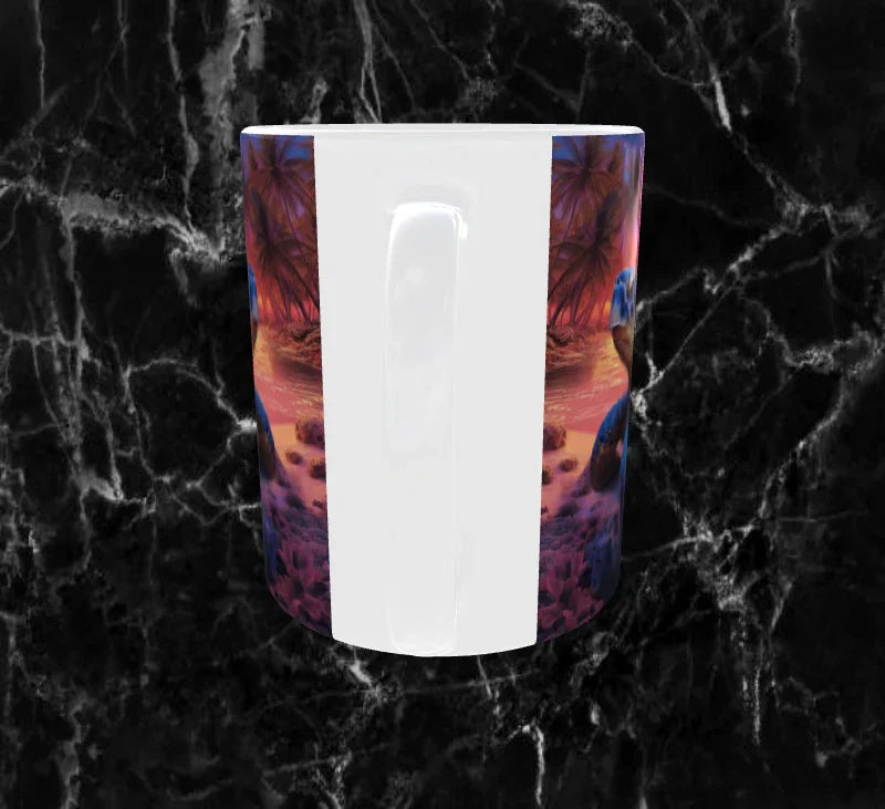 🐢 Mug “Tortue du Soleil” – Voyage au Cœur du Paradis 🌺