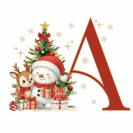 Mug de Noël Personnalisé – Lettre de A à Z avec Bonhomme de Neige & Renne