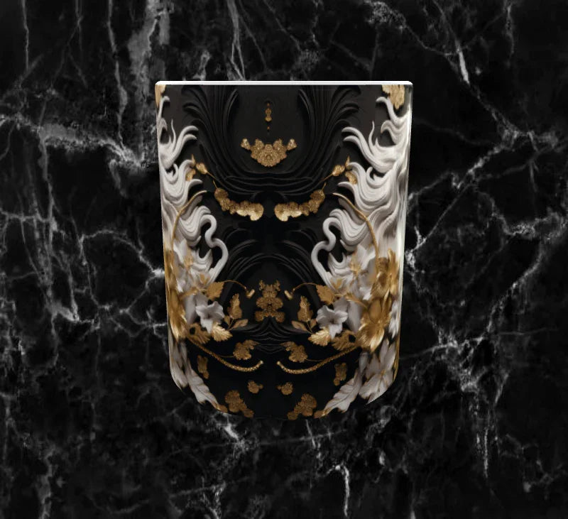 🐎 Mug “Cheval Blanc & Fleurs d’Or” – Élégance Équine ✨