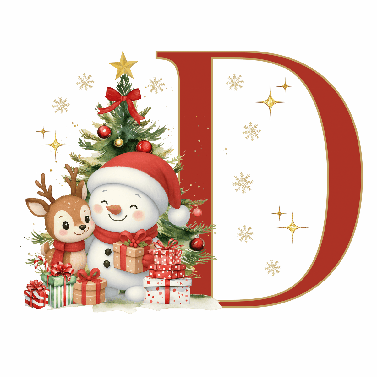 Mug de Noël Personnalisé – Lettre de A à Z avec Bonhomme de Neige & Renne