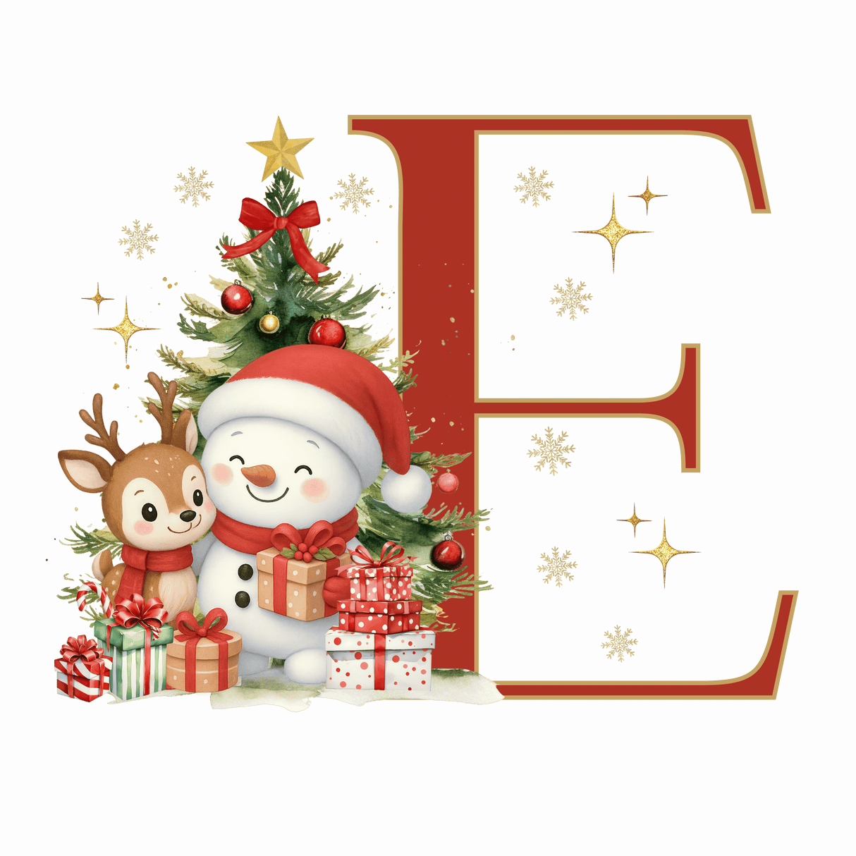 Mug de Noël Personnalisé – Lettre de A à Z avec Bonhomme de Neige & Renne