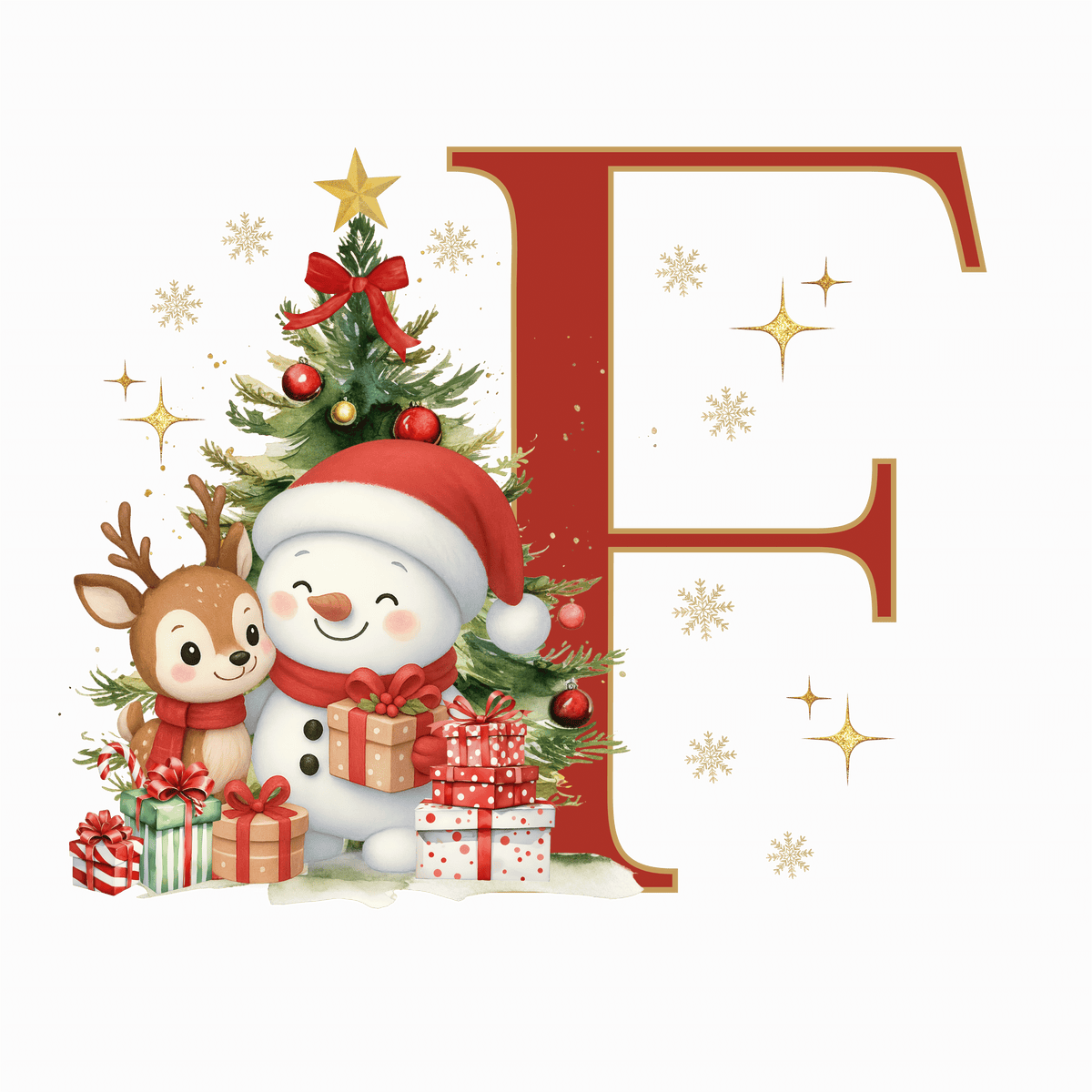 Mug de Noël Personnalisé – Lettre de A à Z avec Bonhomme de Neige & Renne