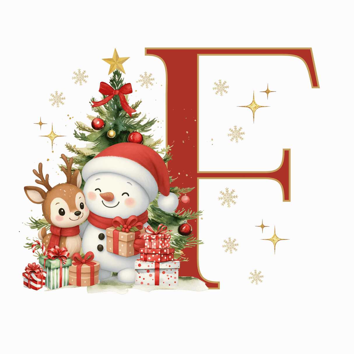 Mug de Noël Personnalisé – Lettre de A à Z avec Bonhomme de Neige & Renne