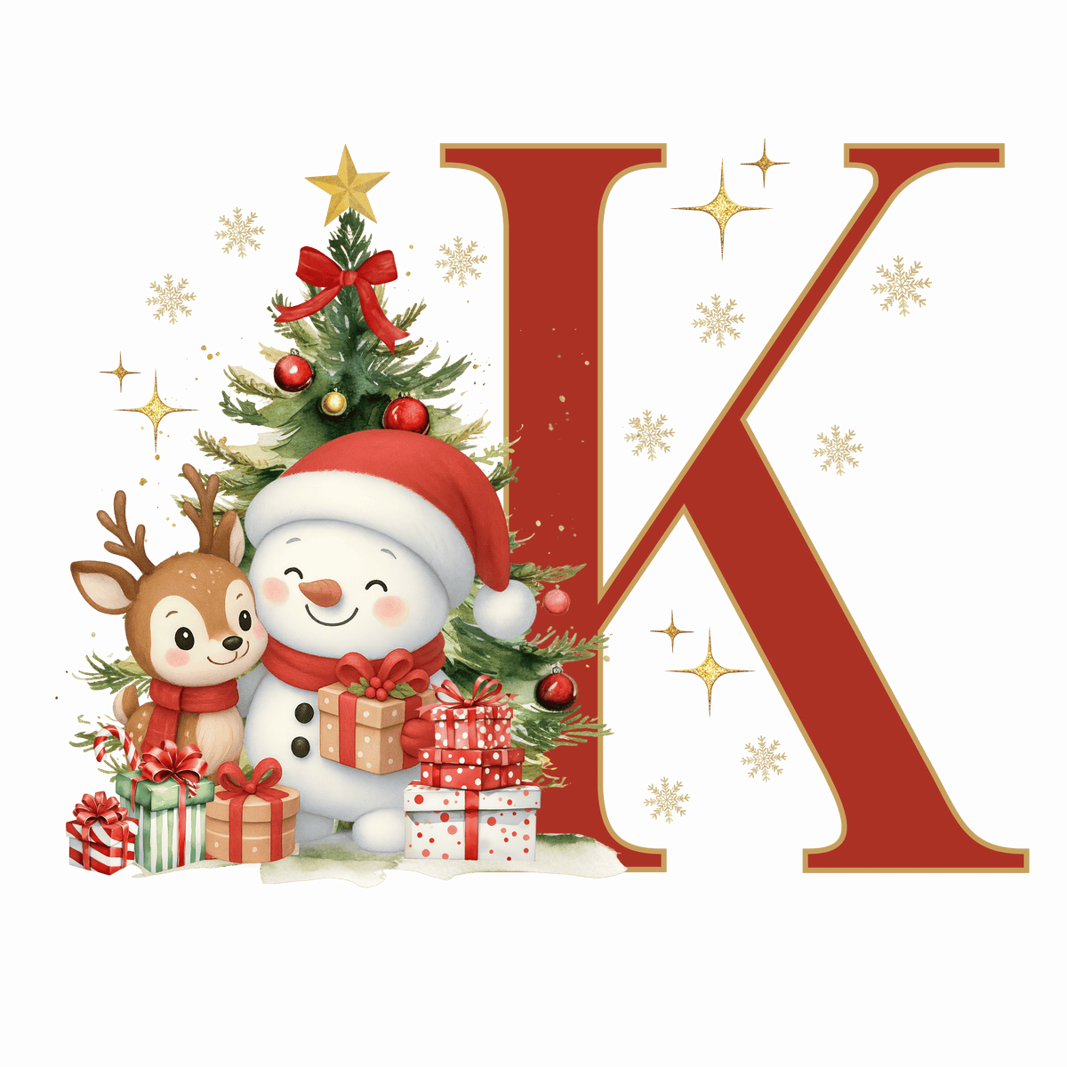 Mug de Noël Personnalisé – Lettre de A à Z avec Bonhomme de Neige & Renne