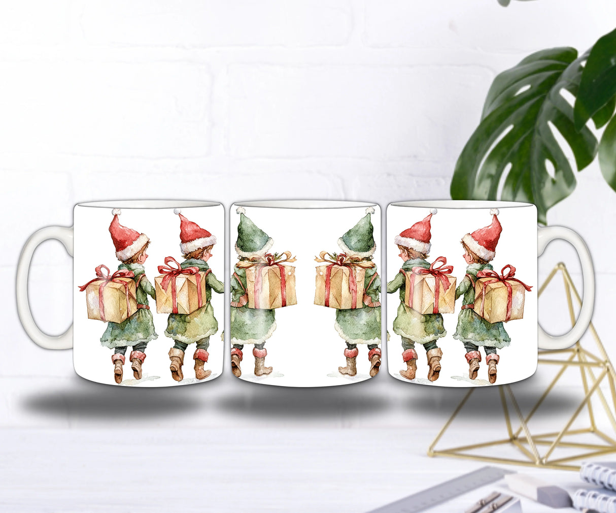 Mug de Noël – Adorables Lutins Porteurs de Cadeaux 🎄