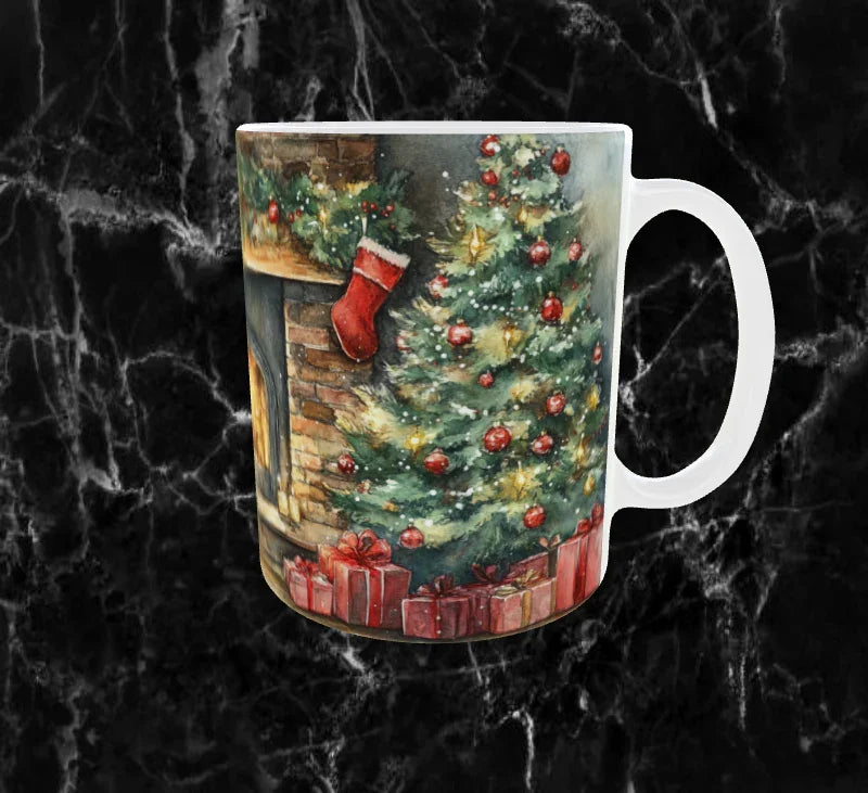 🐾 Mug de Noël – Le Chien au Coin du Feu 🎄🔥