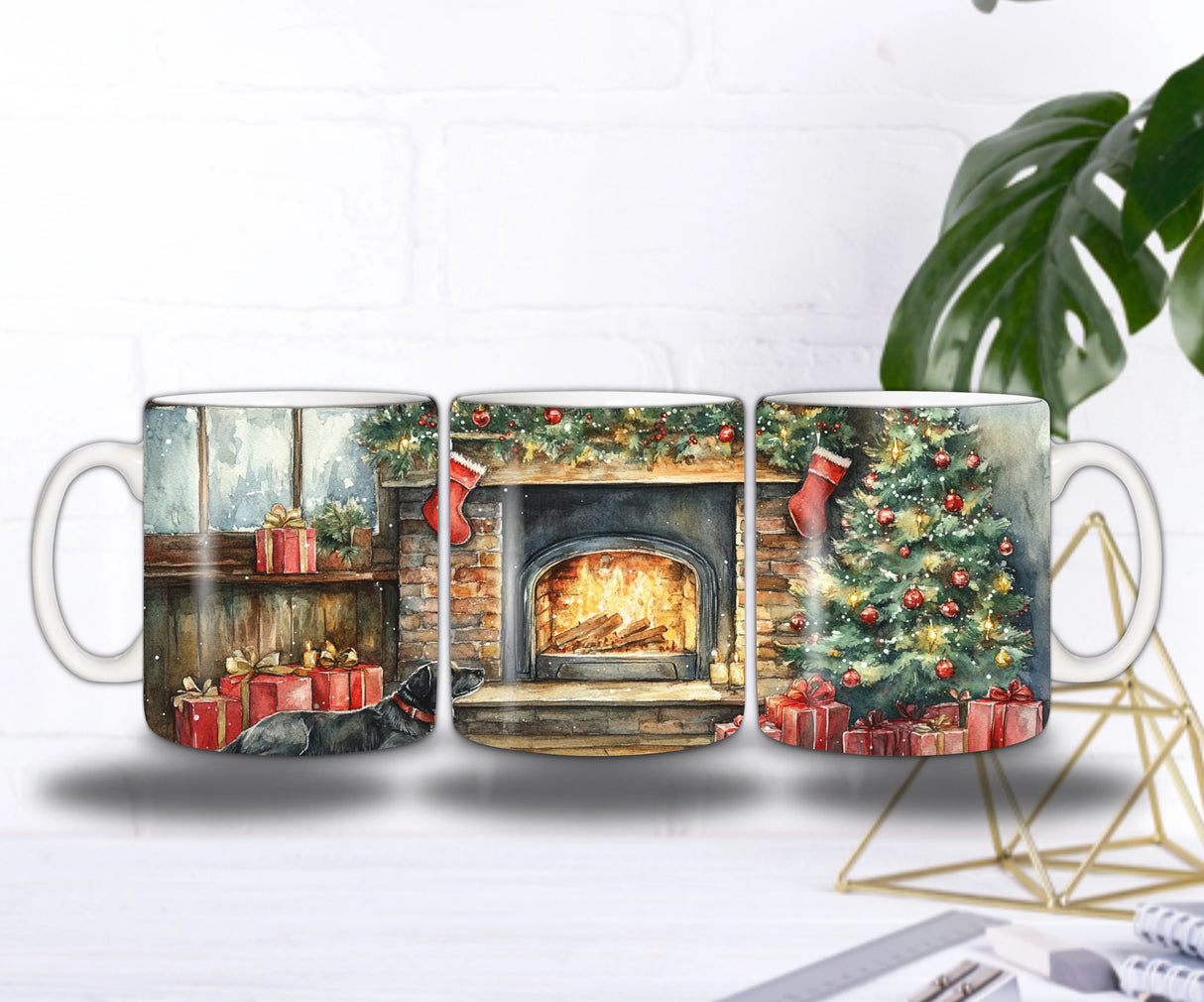 🐾 Mug de Noël – Le Chien au Coin du Feu 🎄🔥